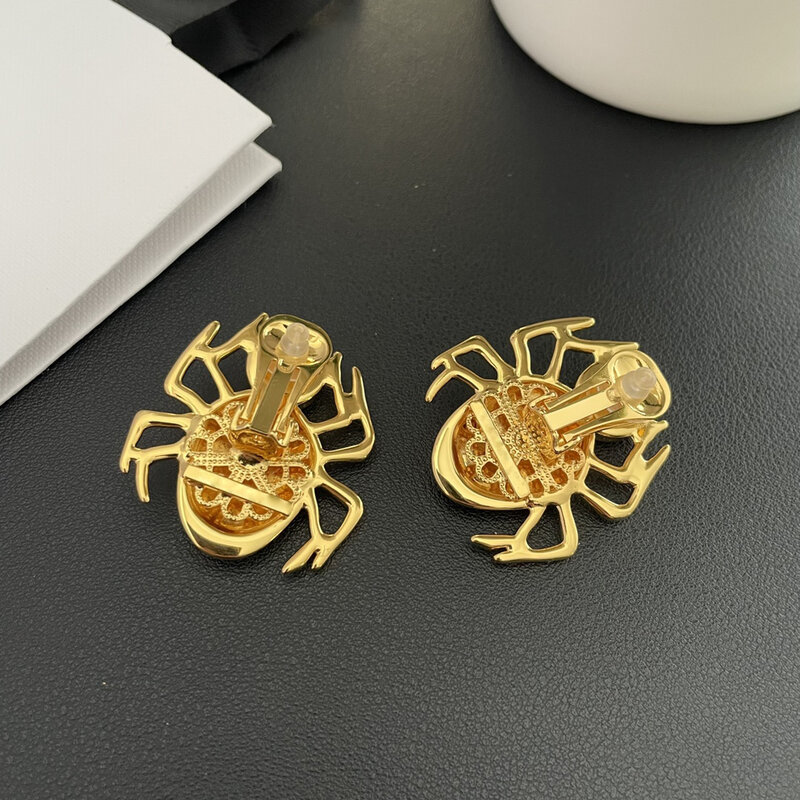 European and American Fashion Vintage Crystal Inlaid Spider Ear Clips Women's Earrings Jewelry Accessories