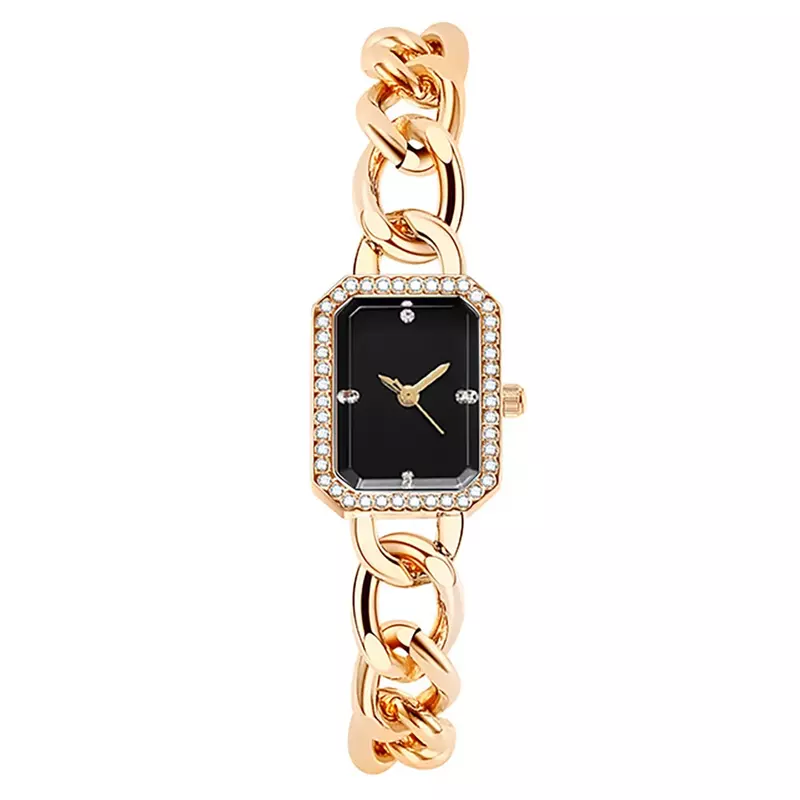 Часы Наручные Женские кварцевые, простые роскошные квадратные с бриллиантами, с браслетом из нержавеющей стали на платьях