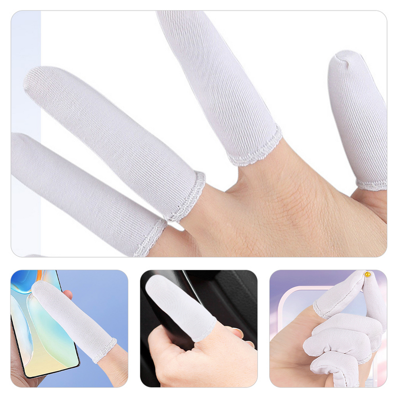 60 pcs Cotton Finger Cots Breathable Fingertip Protector Non-skid Finger Covers