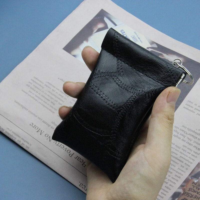 Nowy modny skórzany portfel z długim brelok do kluczy breloczek na monety kobiety mężczyźni małe krótkie torby na karty