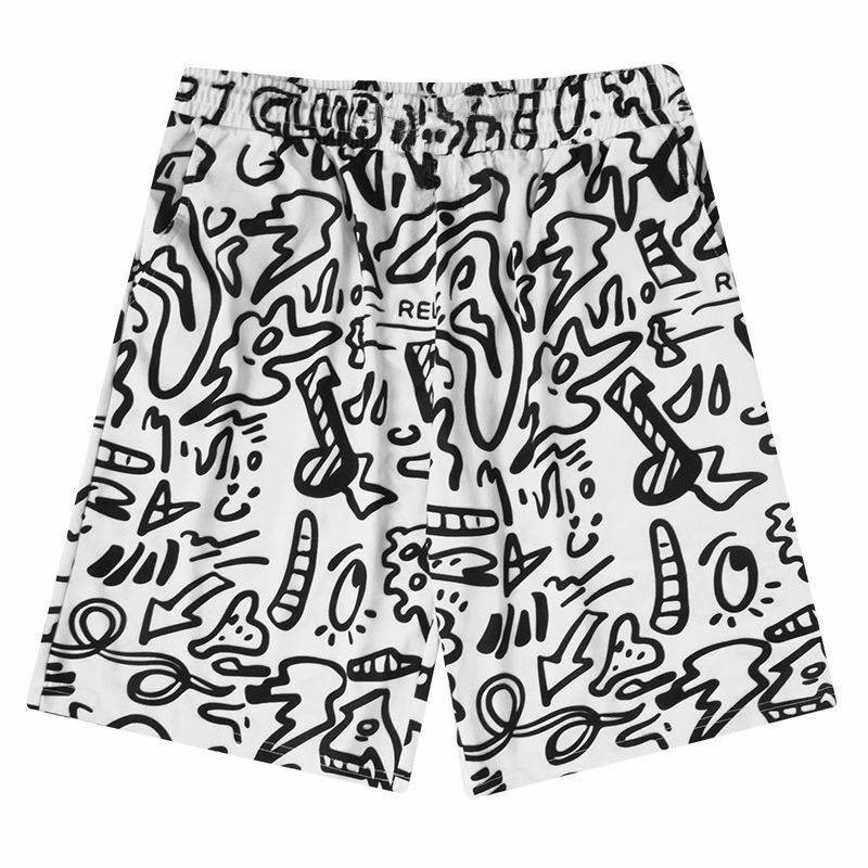 Pantalones cortos con estampado de grafiti para hombre y mujer, Shorts informales, holgados, transpirables, de seda, deportivos, para parejas, verano, 2023