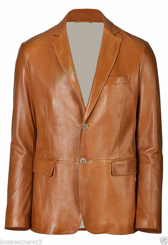 Sheepskin Suit Coat Men's Authentic Soft Pure Leather Double-button Classic Coat European and American Fashion Trend