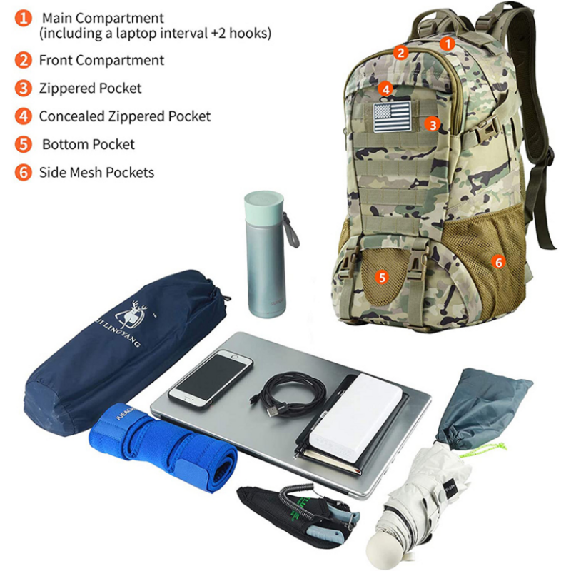 35L Large Travel Backpack Waterproof Rucksack Outdoor Travel Hiking  Camping Hunting Climbing Casual Bags Women Trekking Bag Men
