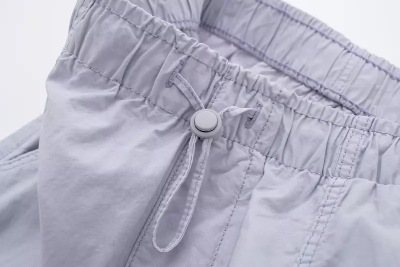 Pantalones con cordón para Mujer, pantalón con decoración de dobladillo, holgado, informal, paraguas, Retro, con bolsillo lateral, nueva moda