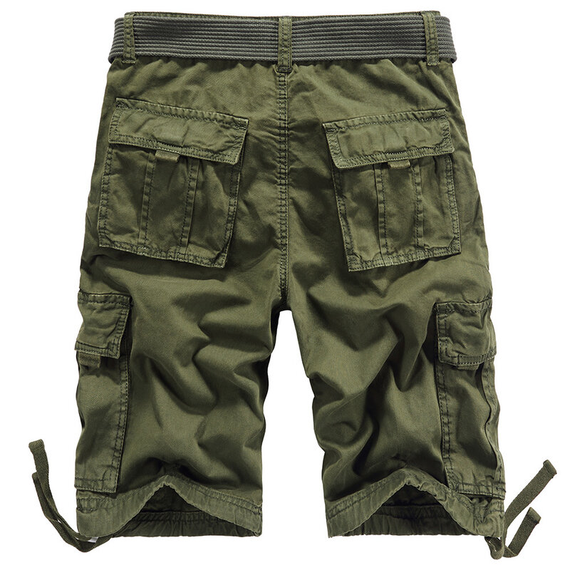Retro Tactical Cargo Shorts Overalls Men Straight Loose Baggy Boardshorts Streetwear Cotton Pockets Military Style Clothing