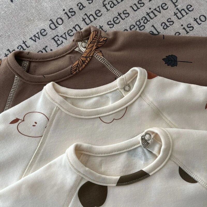 2023 Autumn New Baby Long Sleeve Cotton Bodysuit Infant Girl Boy Cute Apple Print Jumpsuit Toddler Newborn Clothes 0-24M