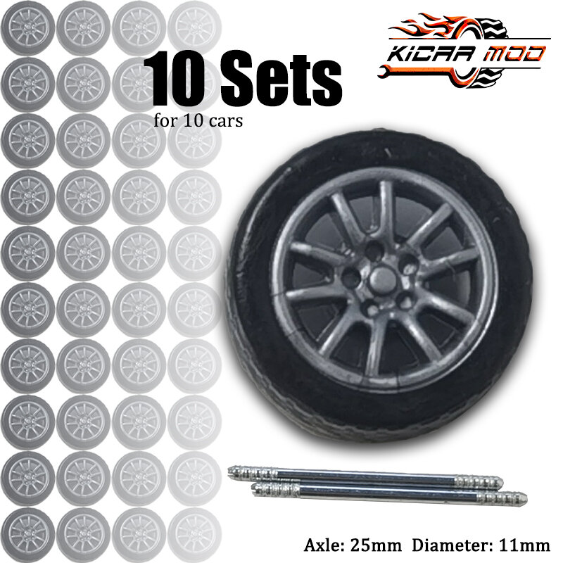 1/64  Ten Sets Of Wheels For Ten Model Cars with Rubber Tire Basic  Modified Parts Racing Vehicle Toys Tomica MiniGT