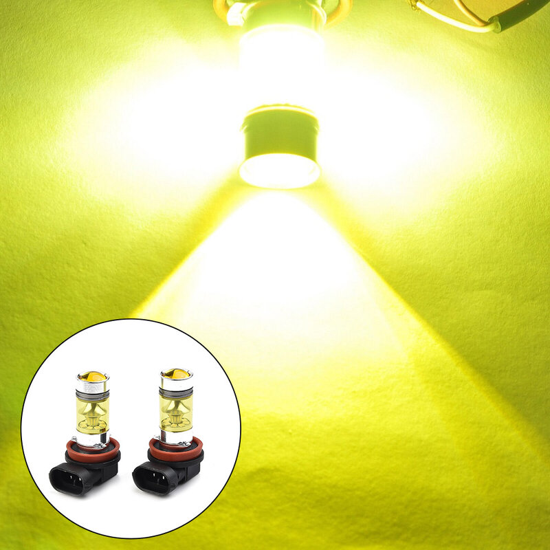 Lâmpadas de nevoeiro amarelo LED, Super Bright DRL, Luz diurna, H11, H8, H11, H8, 4300K, 100W, 1500LM, 2pcs