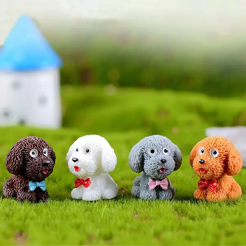 DIY-犬の装飾,犬の置物,動物の彫像,子犬のミニチュア,ペット人形,工芸品,庭の装飾,新しい,4個