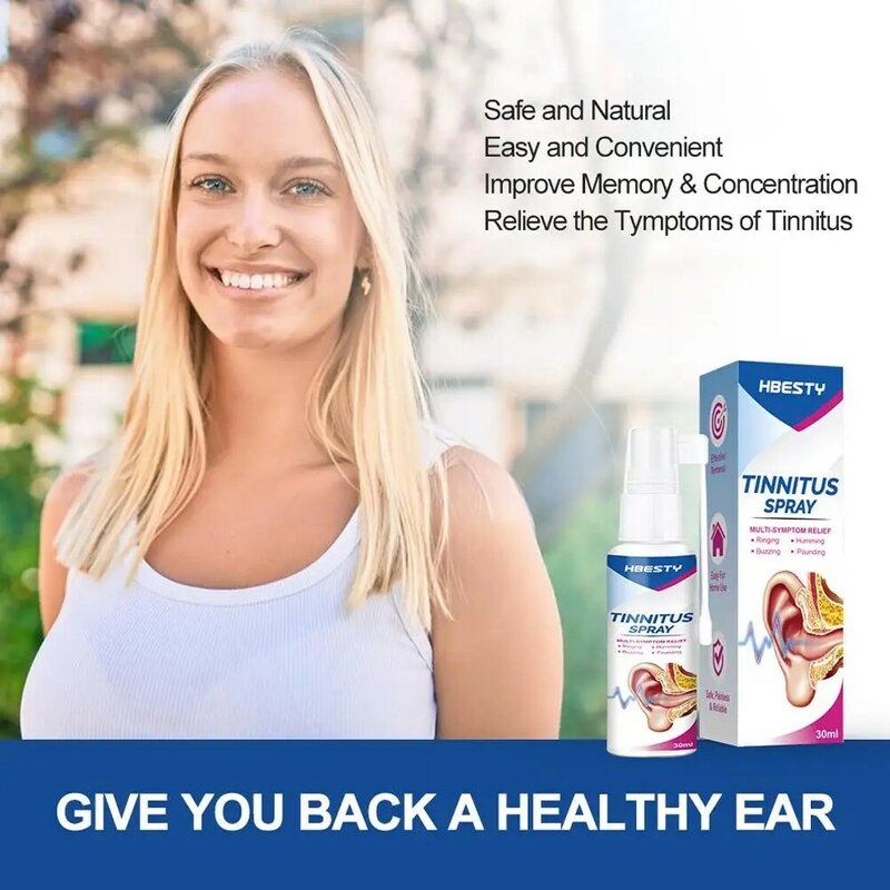 Limpador de ouvido com spray de zumbido, tratamento para canal auditivo e audição, difícil de ouvido, desconforto, solução de limpeza