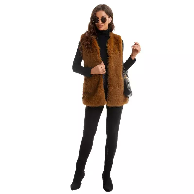 Женский модный зимний жилет из искусственного меха, роскошный Теплый жилет, куртки, пальто, куртка