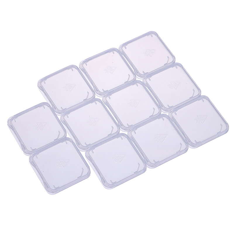10 Buah/Lot Kotak Penyimpanan Casing Kartu Memori SD Transparan Kotak Penyimpanan Pelindung Holder Casing Plastik Bening Kartu Memori