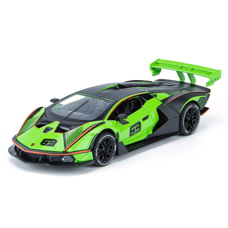 Lamborghini SCV12 High Simulation Diecast Metal Alloy Model Car, Som e Luz, Pull Back Collection, Kids Toy Presentes, A542, 1:32