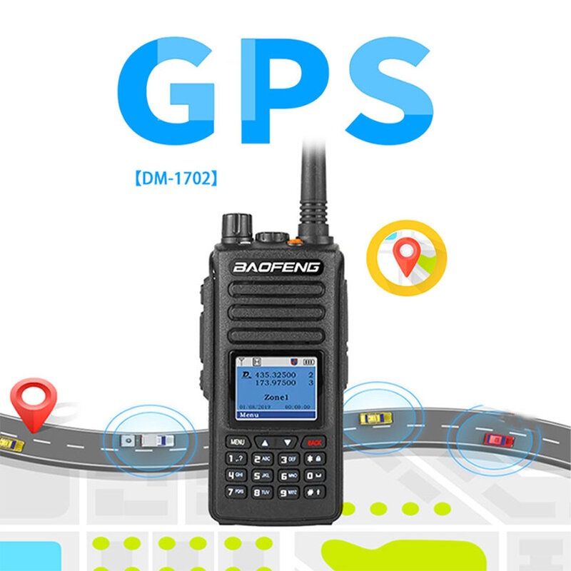Baofeng DM 1702 DMR 워키토키 티어 1 + 2 듀얼 타임 슬롯, GPS 양방향 라디오 1024 채널, 듀얼 밴드 136-174 및 400-470MHz 햄 라디오