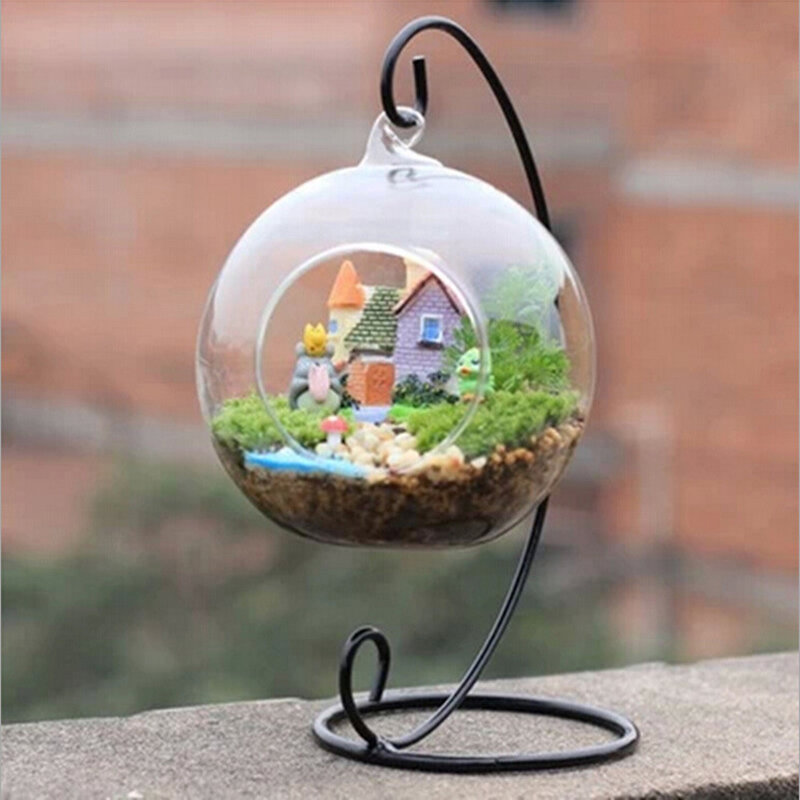 Stojak ekspozycyjny Ornament 1 paczka żelazo wiszący stojak uchwyt stojak na szklana wisząca kula Terrarium z roślinami powietrznymi czarownica piłka i dom