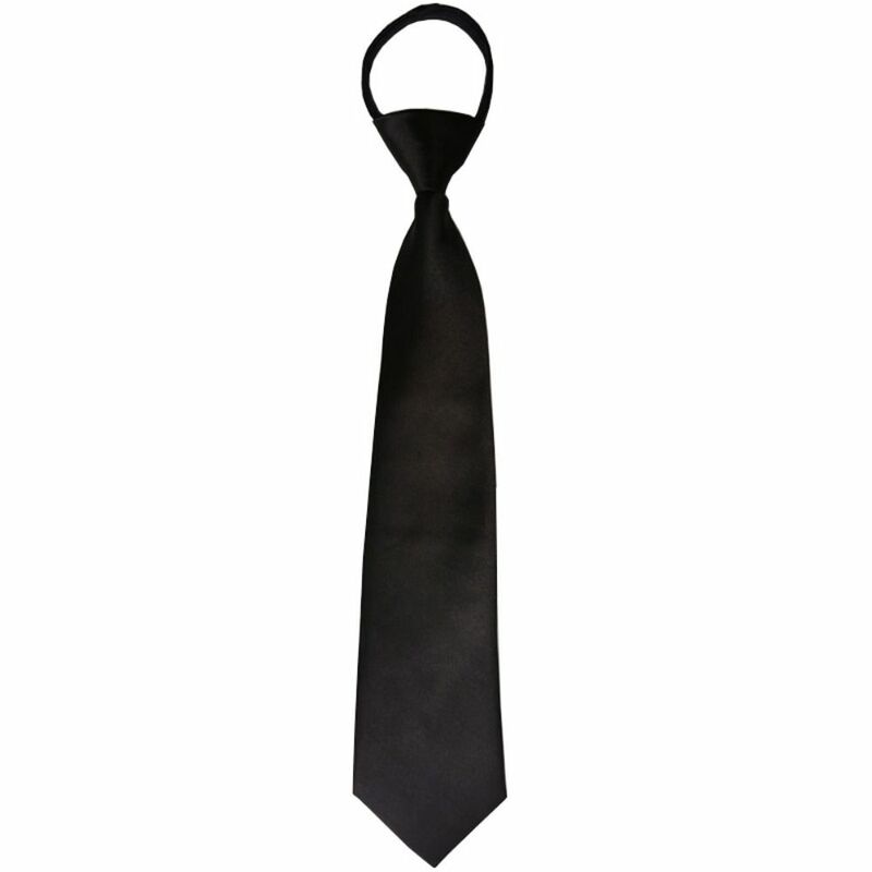 Prosty mundur czarny krawat nowy matowy Unisex leniwy krawaty bez spinka do krawata na garniturze krawaty na suwak