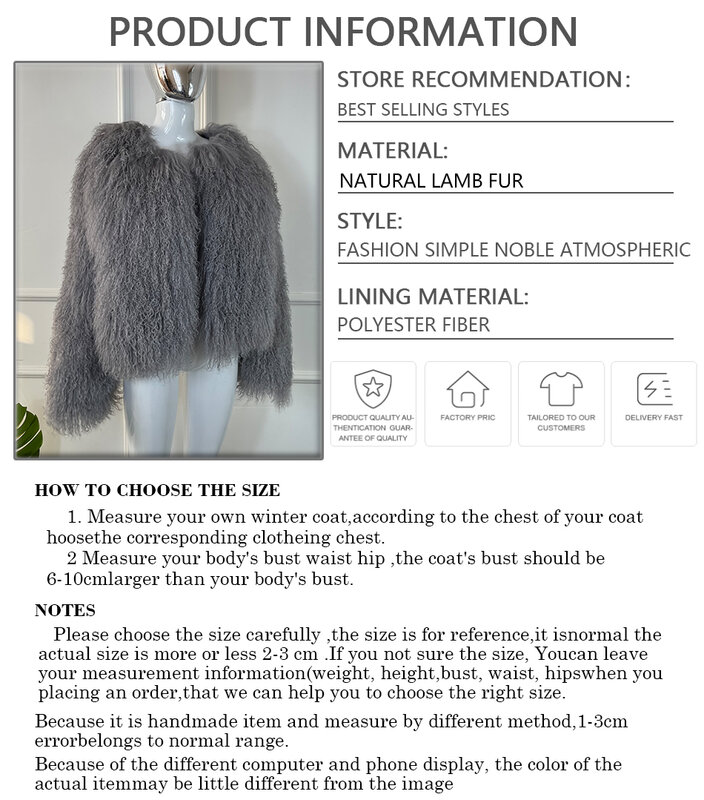 Manteau en peau de mouton véritable pour dames, veste courte en fourrure d'agneau tibétaine, col rond, luxe, hiver