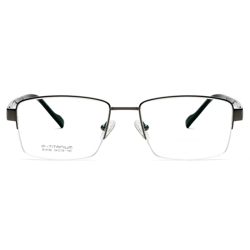 Óculos de titânio puro para homens, miopia e hipermetropia, prescrição progressiva, meio quadrado, óculos Business Spring Temple, 54mm