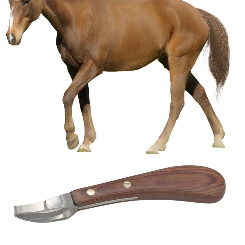 Hoof Knife with Wooden Handle Smooth Farrier Tools Left Right Handed Hoof Cutting Tool for Goats Pig Horse Farm Animal Cattle