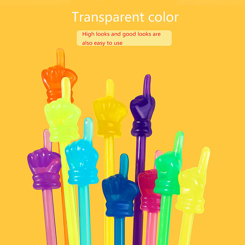 10PCS Teaching Pointer Finger Design Colorful Non-slip Resin Handle Bendable Children Handheld Presenter Teaching Stick