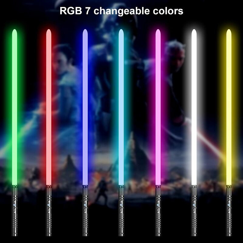 WANARICO 2 sztuk zestaw Lightsaber metalowa rękojeść Fx Light Saber RGB 7 kolory zmienny Dueling Lightsaber na prezent urodzinowy