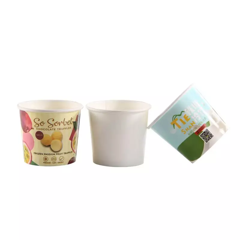 Customized product2023 new style sundae paper cup small disposable ice yogurt paper bowl with lid and spoon