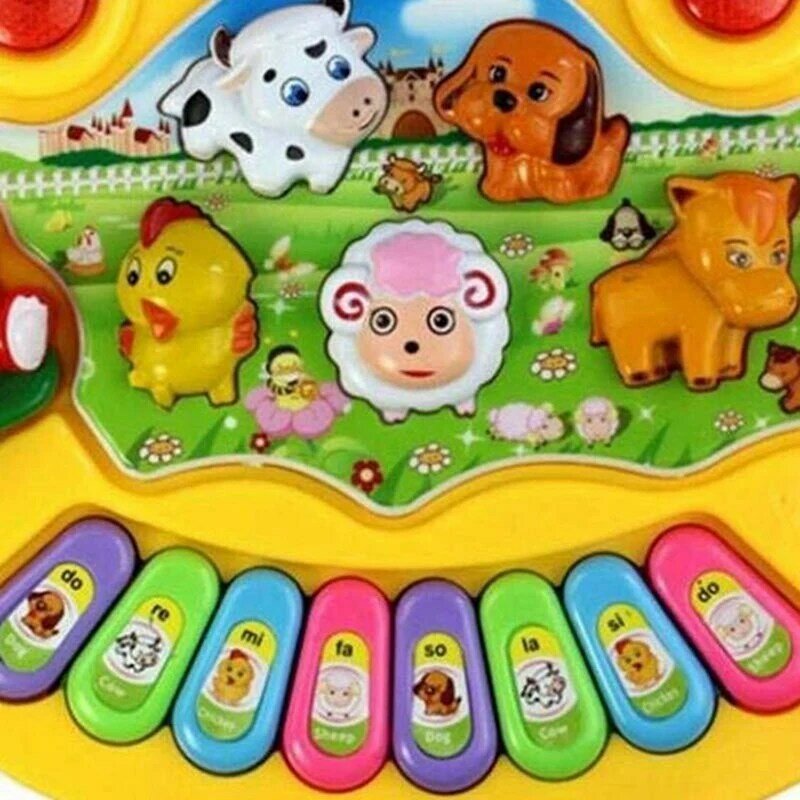 유아용 조기 교육 장난감, 동물 농장 피아노, 음악 발달 장난감, 아기 악기 (노란색), 2 세