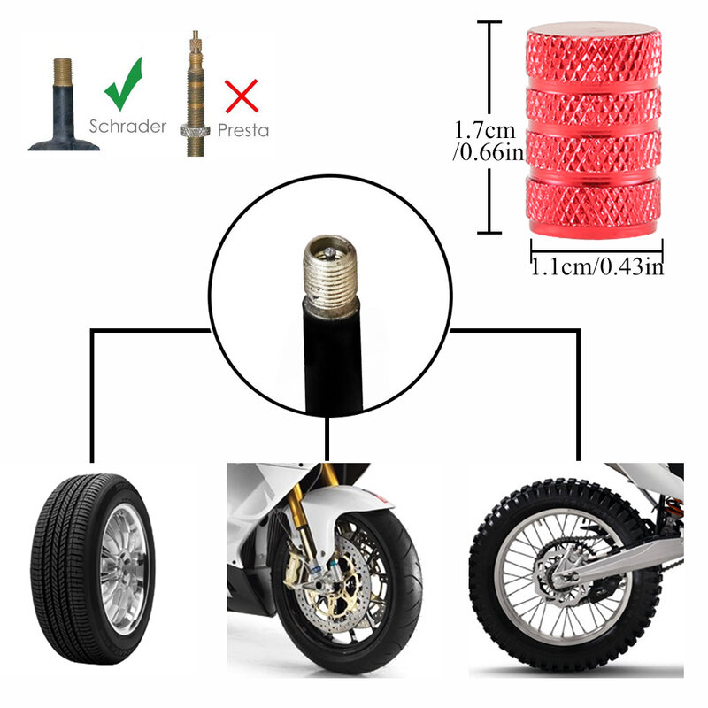 AQTQAQ penutup batang ban roda mobil, alumunium Aloi penutup batang pelek ban tahan air untuk mobil sepeda motor truk sepeda