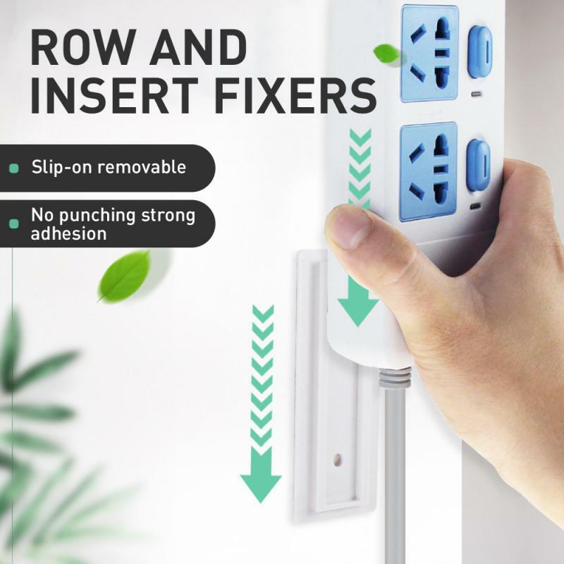 Self-Adhesive Desktop Socket Fixer Cable Organizer Wall Hanging Power Strip Socket Holder Fixator Removable No Trace Fixer