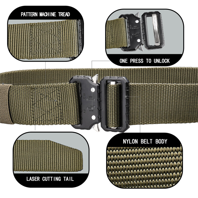 Men's Outdoor Hunting Metal Tactical Belt Buckle Nautical Alloy Canvas High Quality Unisex Nylon Sports Belt