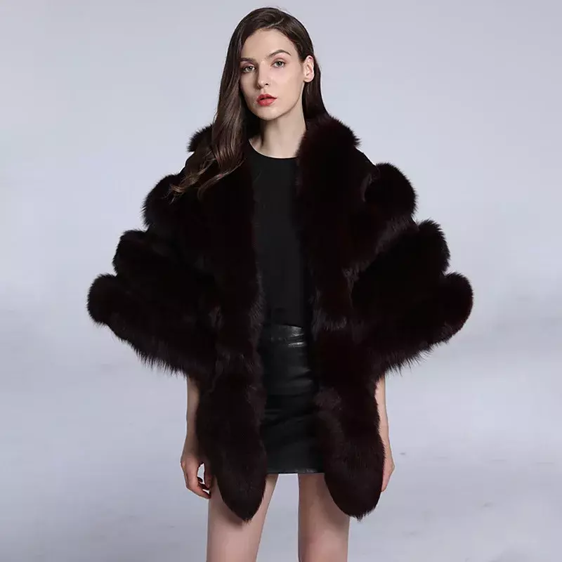 여성 여우 털 잔디 코트, 따뜻한 짧은 조끼, 가을 겨울 인기