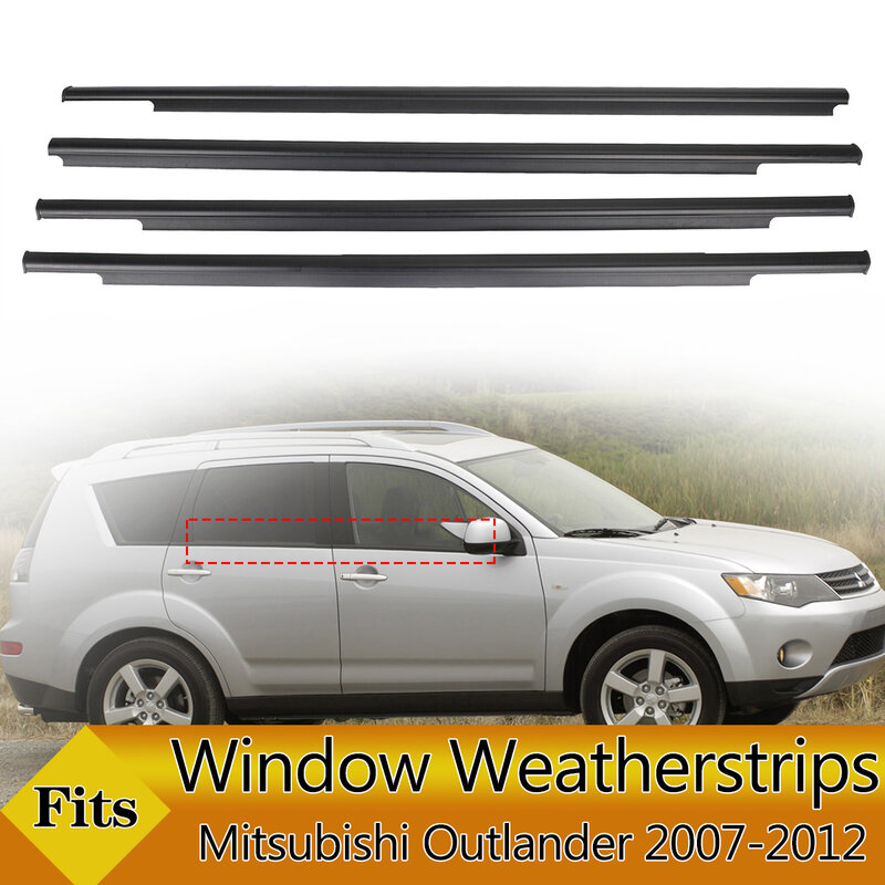 Car Outer Windows Borracha Weatherstrip, faixa de pressão impermeável, cinto de vedação, guarnição moldagem para Mitsubishi Outlander 2007-12, 4pcs