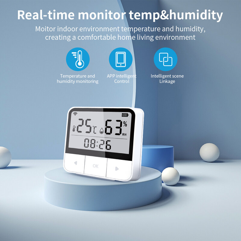 WIFI อุณหภูมิความชื้นเซนเซอร์สำหรับ Smart Home Tuya สมาร์ท Overview Control ทำงานร่วมกับ Alexa