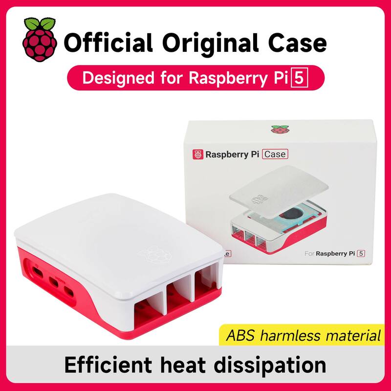 Resmi Raspberry Pi 5 casing merah putih ABS Shell dengan suhu pengontrol kipas dukungan Cluster susun untuk RPI 5 Pi5