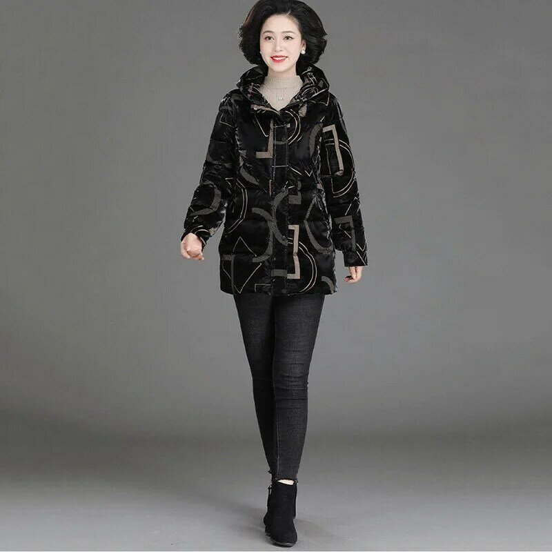 Middle aged and elderly women's cotton padded clothes middle and long cotton padded jacket mother's winter cotton padded clothes