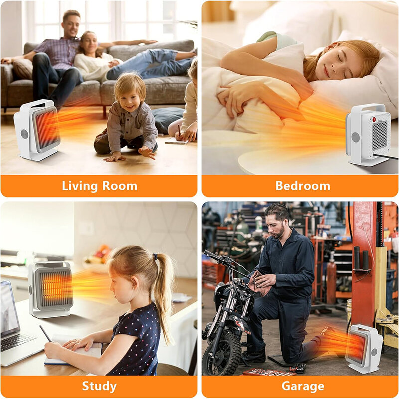 휴대용 전기 공간 히터, 각도 조절 가능, 업그레이드된 미니 히터, 팁 오버 및 과열 보호 기능, 홈 오피스용