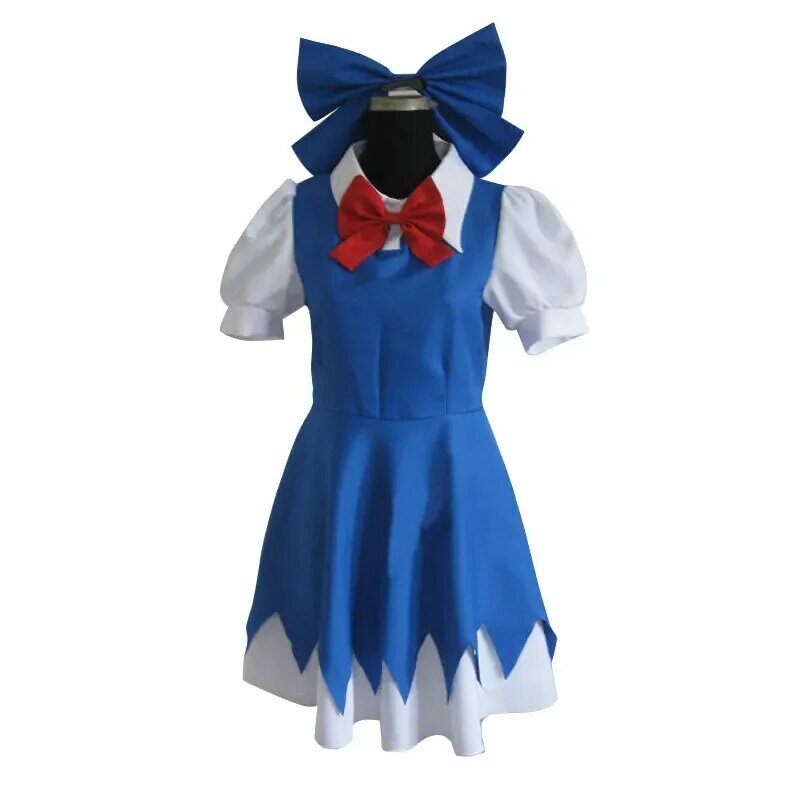 Anime Touhou Cirno Cosplay Costume Women Dress bow Party Clothing