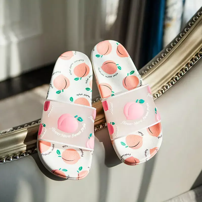 Zapatillas de casa de dormitorio para mujer, zapatos planos Kawaii transparentes para el baño, sandalias bonitas para el hogar, zapatos de punta abierta para interiores de diseñador Eva 39