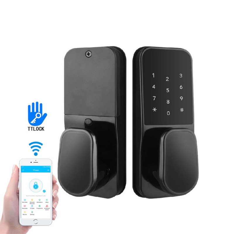 TTLock-Serrure de porte intelligente en bois avec mot de passe électronique, contrôle par application téléphonique, empreinte digitale, porte de sécurité moderne, chambre à coucher