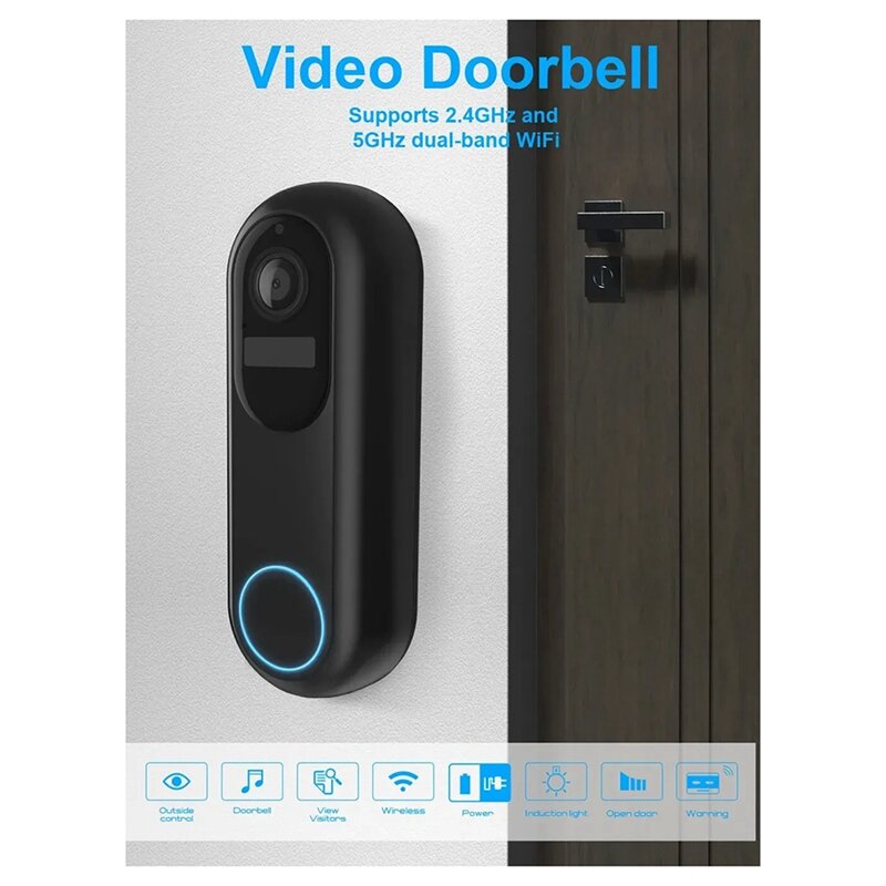 1080P Tuya inteligentny dzwonek wideo WIFI bezprzewodowy dzwonek do drzwi wodoodporny noktowizor inteligentny domowy wideodomofon