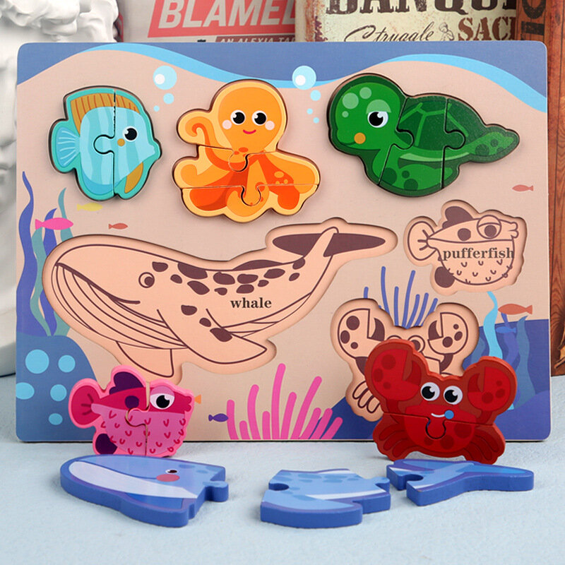 Forma di legno corrispondenza Puzzle Board animali dinosauro frutta traffico verdura cognizione bambini giocattolo Montessori educativo precoce