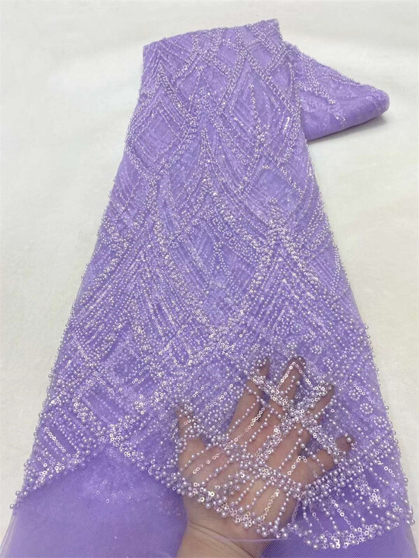 Африканская французская кружевная ткань с блестками 2024, высококачественное кружево из бисера, нигерийское вышитое платье для жениха, материал для быстрого шитья