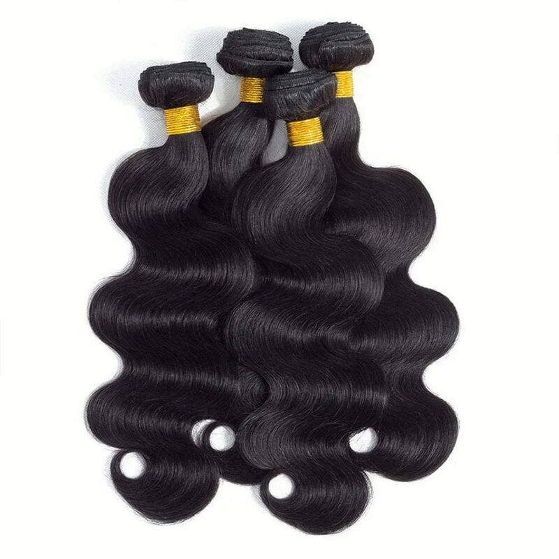 Tissage en Lot Brésilien Remy Body Wave 3/4 Naturel, Extensions de Cheveux Vierges Bruts, 100% g, 12A, Grade 28 amaran, 1/100 Paquets