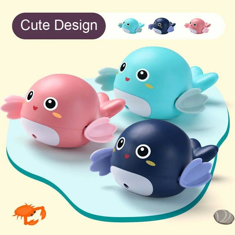 Mainan mandi bayi, mainan berenang bebek permainan air kartun hewan paus penyu mainan jam klasik untuk balita 12 24 bulan