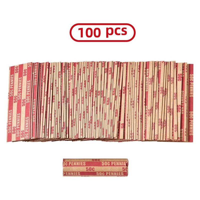 Penny Coin Wrappers, Penny Sleeves Flat Como Mostrado Papel Penny Rolls Wrappers, 100 pcs