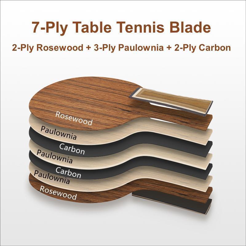 Tabla de tenis de mesa profesional de palisandro, paleta de Ping Pong, raqueta de tenis de mesa, placa inferior, hoja de Ping Pong de 7 capas, mango FL / CS