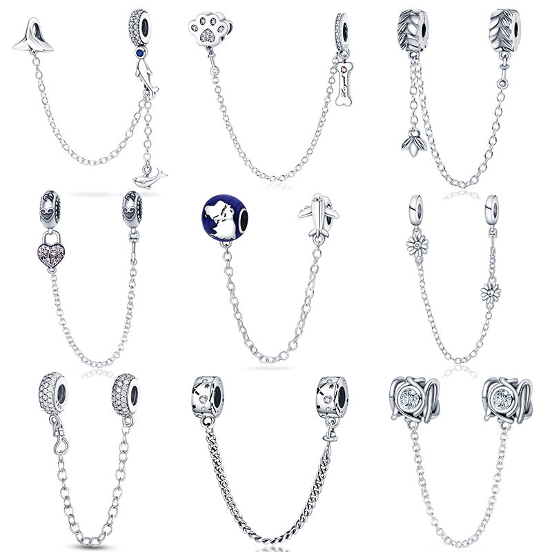 Abalorios de cadena de seguridad galáctica de Plata de Ley 925, compatibles con pulsera Pandora Original, fabricación de brazaletes, joyería de moda, novedad