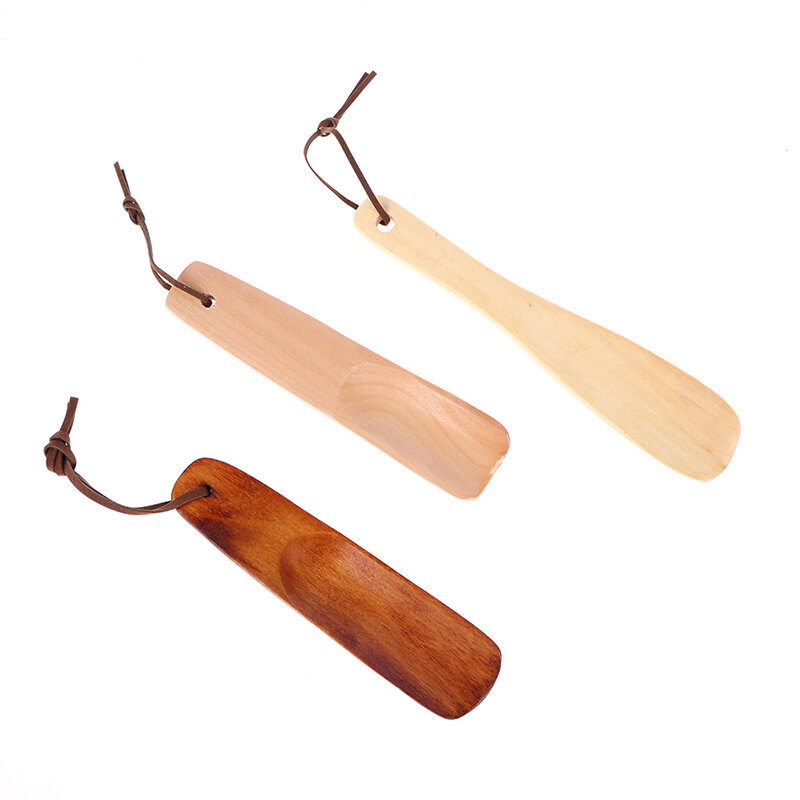 1pc Solid Wood Shoehorn Natural Wooden Shoe Horn Portable Craft Long Handle Shoe Lifter Shoes Accessories