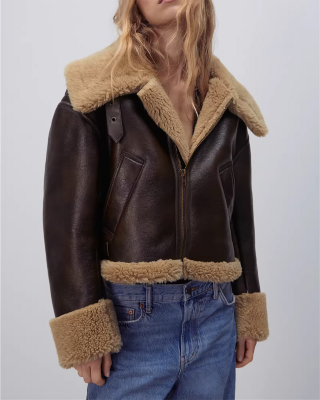 여성용 두꺼운 양면 봄버 재킷, 여성용 다크 브라운 코트, 가을, 겨울, 신상