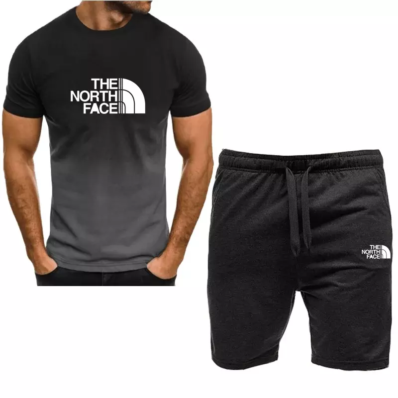 T-shirt à manches courtes et survêtement pour hommes, jogging décontracté, costume deux pièces, mode d'été, 2024